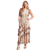 Tribal Lined Maxi Dress With Multi Frill Dtl - Cashew - FINAL SALE