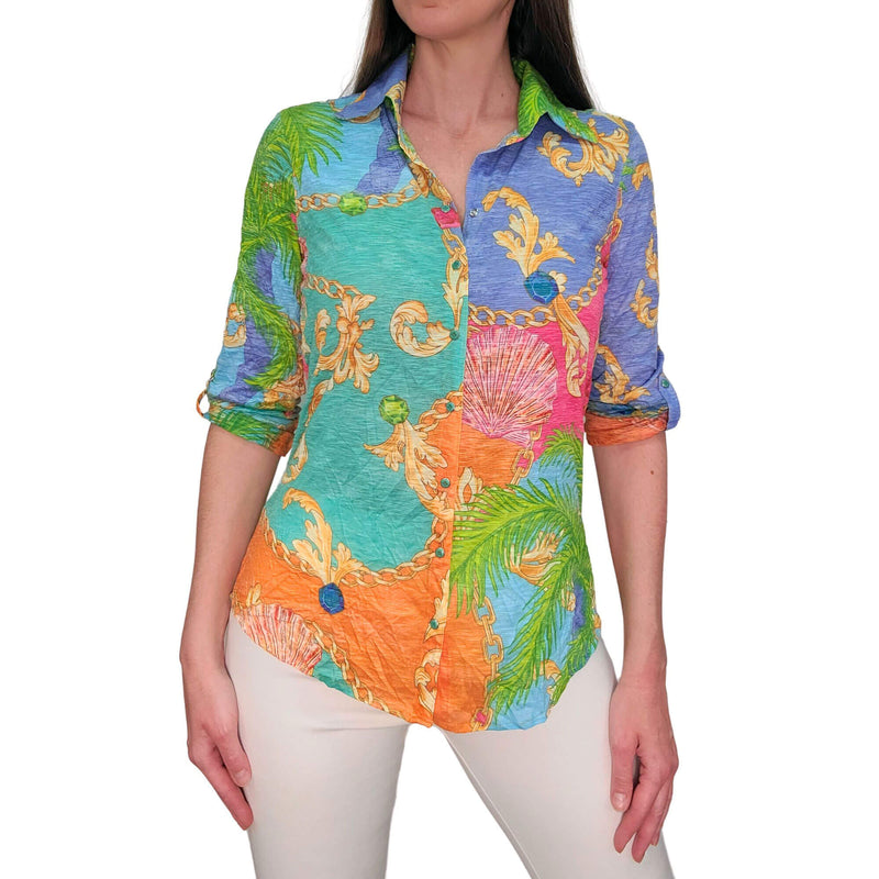 David Cline Kefalonia Roll-Up Sleeve Top - Sea