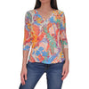 David Cline Zofia 3/4 Sleeve V-Neck Split Hem Top - Leaf