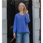 Avalin Front Seam Slub Crew Neck Sweater - Ocean