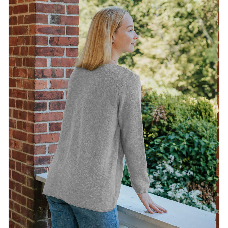 Avalin Front Seam Slub Crew Neck Sweater - Silver