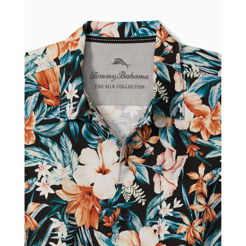 Tommy Bahama Men's Big & Tall Midnight Blooms Silk Camp Shirt - Evening Blue