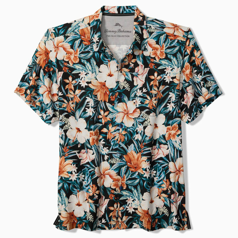 Tommy Bahama Men's Big & Tall Midnight Blooms Silk Camp Shirt - Evening Blue
