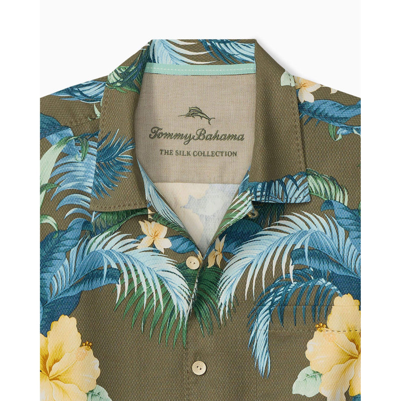 Tommy Bahama Men's Big & Tall Pineapple Petals Silk Camp Shirt - Blue Ash