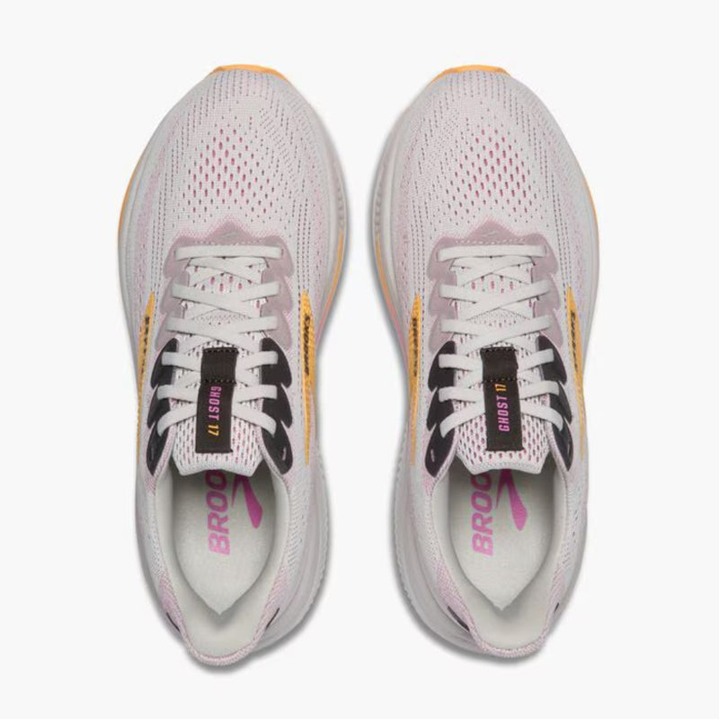 Brooks Womens Ghost 17 Shoes - Oyster / Apricot / Pink