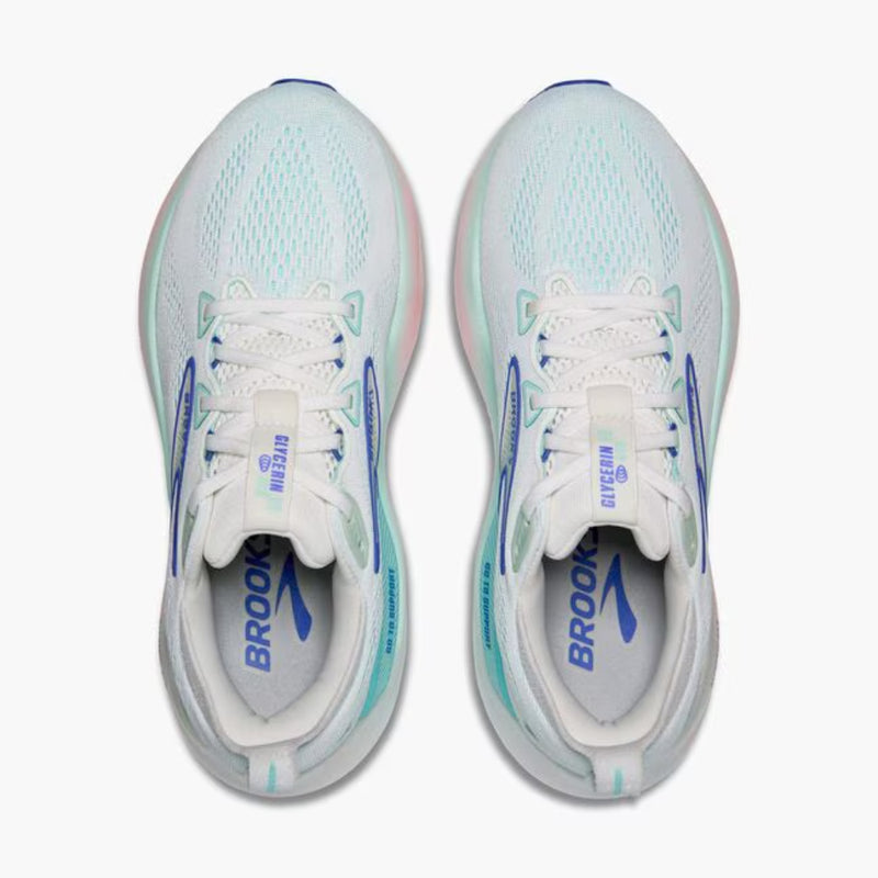 Brooks Womens Glycerin GTS 22 Shoes - White / Limpet Shell / Amparo Blue