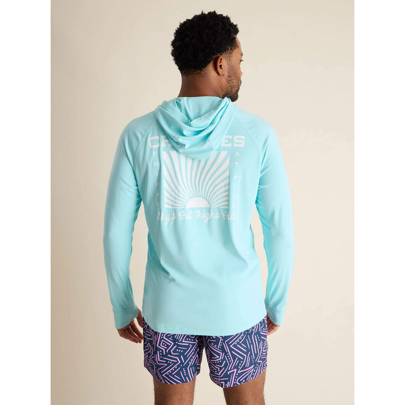 Chubbies The Kind Of A Big Teal Long Sleeve Sun Hoodie T-Shirt - TAQ