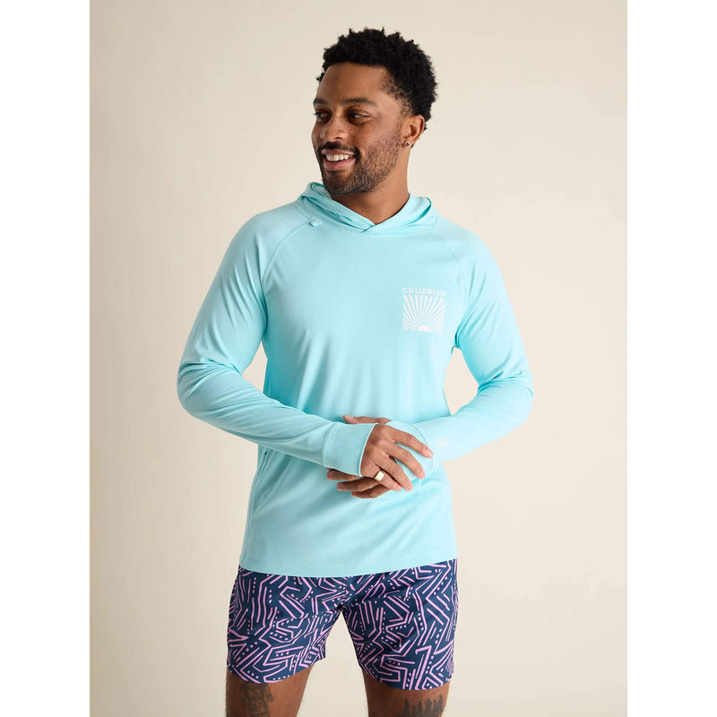 Chubbies The Kind Of A Big Teal Long Sleeve Sun Hoodie T-Shirt - TAQ