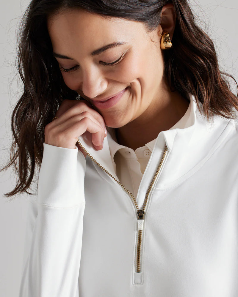 Rhone Women's Course To Court 1/4 Zip Pullover - Snow White