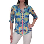 David Cline Roll Up Sleeve Top - Azure