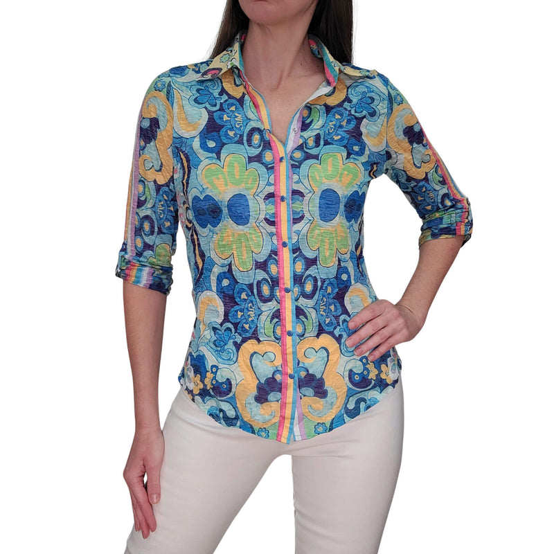 David Cline Roll Up Sleeve Top - Azure