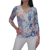 David Cline 3/4 Sleeve V-Neck Split Hem Top - Pool