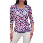 David Cline 3/4 Sleeve Double Hem Scoop Neck Top - Lilac