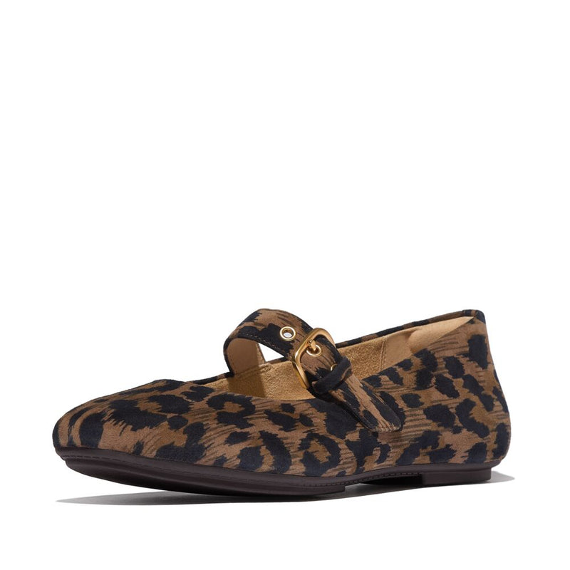 FitFlop Delicato Leopard Suede Mary Janes - Chocolate Mix