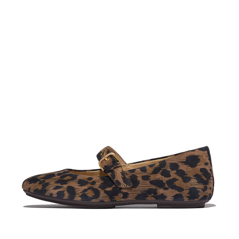 FitFlop Delicato Leopard Suede Mary Janes - Chocolate Mix