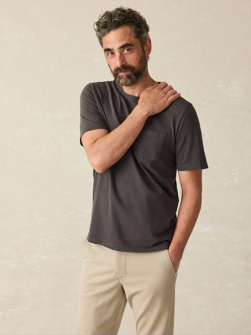 Faherty Sunwashed Pocket T-Shirt - Washed Black