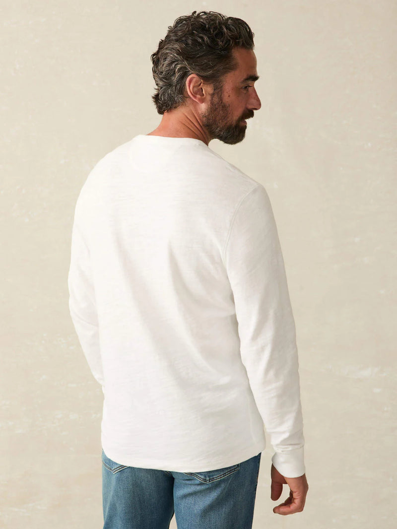 Faherty Sunwashed Long Sleeve T-Shirt - White
