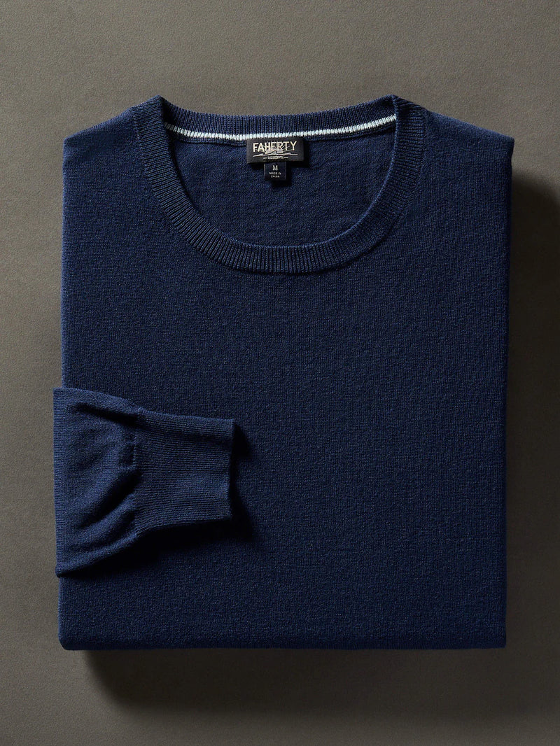 Faherty Movement Crewneck Sweater - Marine Navy*
