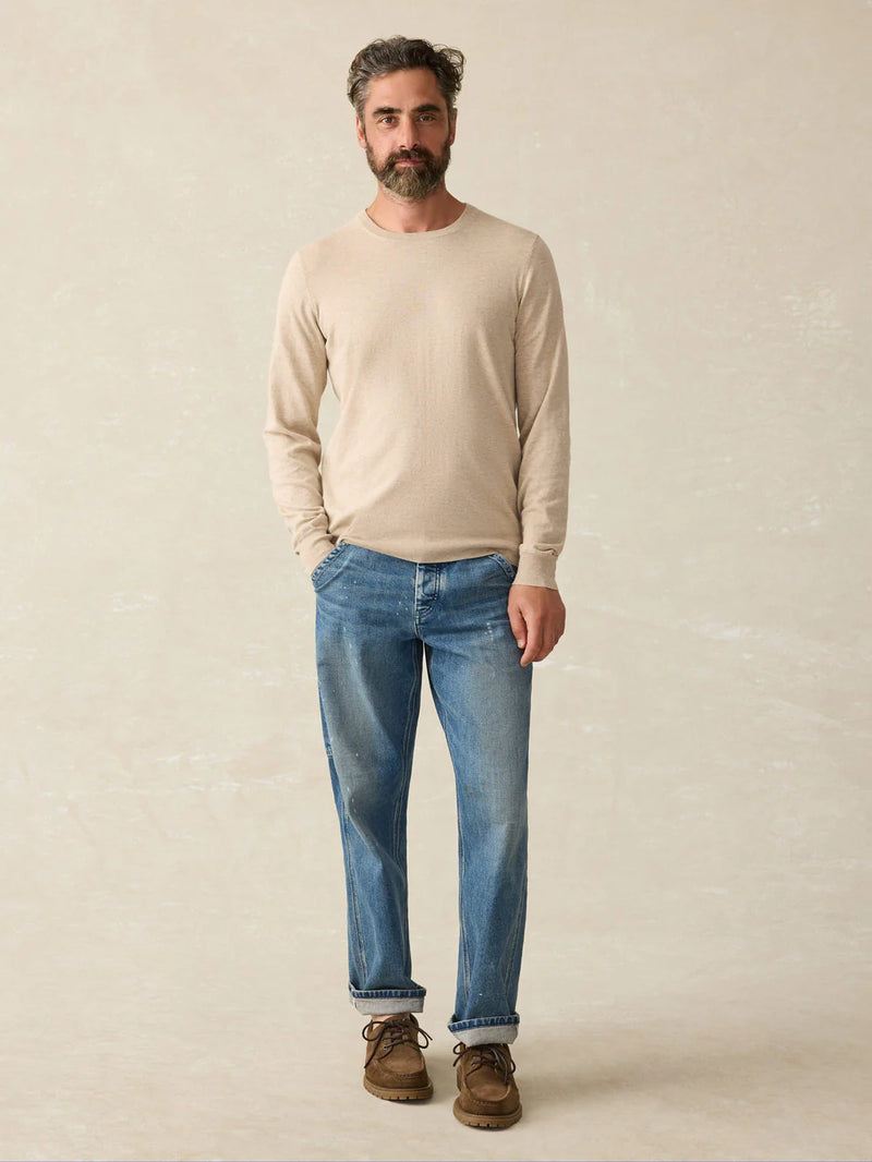 Faherty Movement Crewneck Sweater - Soft Dune Heather