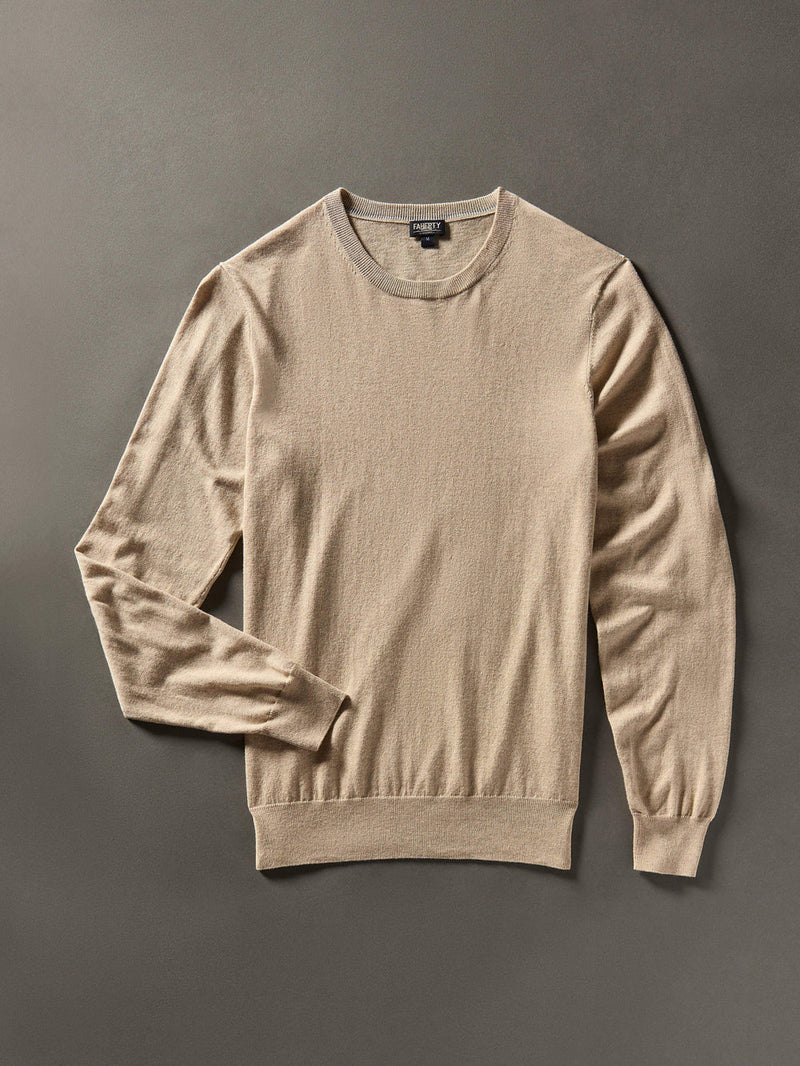 Faherty Movement Crewneck Sweater - Soft Dune Heather