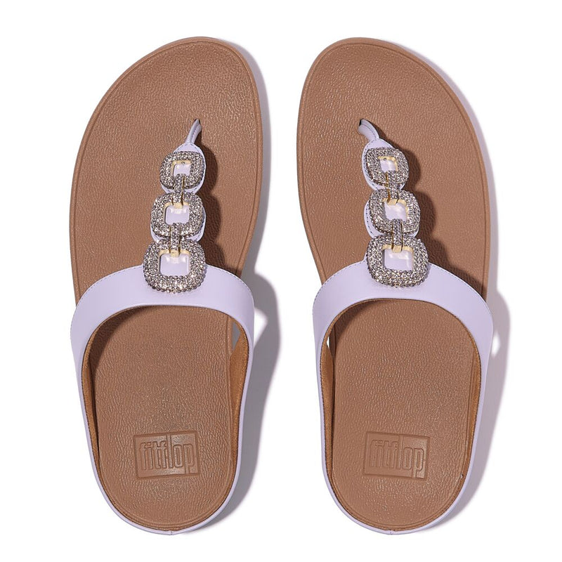 FitFlop Fino Crystal Chain Leather Sandals - Cool Lilac