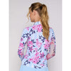 G Lifestyle Long Sleeve Print Zip Mock Neck Top - Bamboo