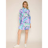 G Lifestyle Long Sleeve Print Zip Mock Neck Top - Island Navy