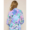 G Lifestyle Long Sleeve Print Zip Mock Neck Top - Island Navy