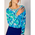 G Lifestyle Barths Mesh Insert Sleeve Top - Blue