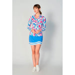 G Lifestyle Print Long Sleeve Double Ruffle Top - Tulip