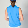 G Lifestyle Solid Polo Zip Sleeveless Collar Double Ruffle Top - Bright Peri