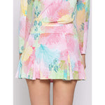 G Lifestyle 17-Inch Print Flare Skort - Multi Coral - FINAL SALE