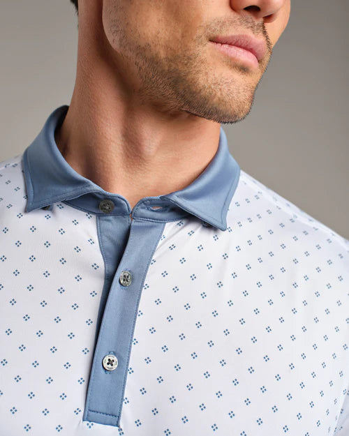 Rhone Men's Golf Sport Polo Shirt - Blue Stone Foulard
