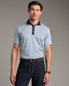 Rhone Men's Golf Sport - Spread Collar Polo Shirt - Blue Stone/White Club Print