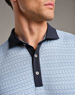Rhone Men's Golf Sport - Spread Collar Polo Shirt - Blue Stone/White Club Print