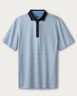Rhone Men's Golf Sport - Spread Collar Polo Shirt - Blue Stone/White Club Print