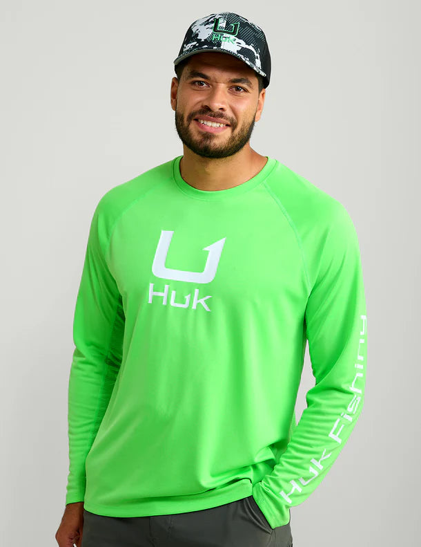 Huk Icon Long Performance Crew T-Shirt - Summer Green