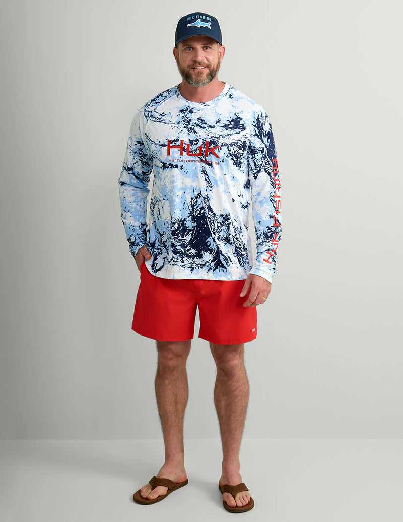 Huk Pursuit Mossy Oak Printed Long Performance Sleeve Crew T-Shirt - Windsurfer