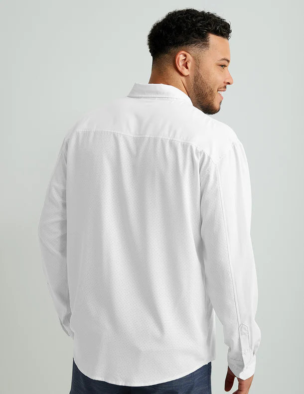 Huk Tide Point Long Sleeve Sport Shirt - White