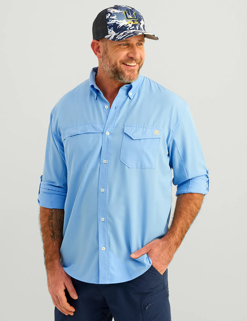 Huk Tide Point Long Sleeve Sport Shirt - Marolina Blue