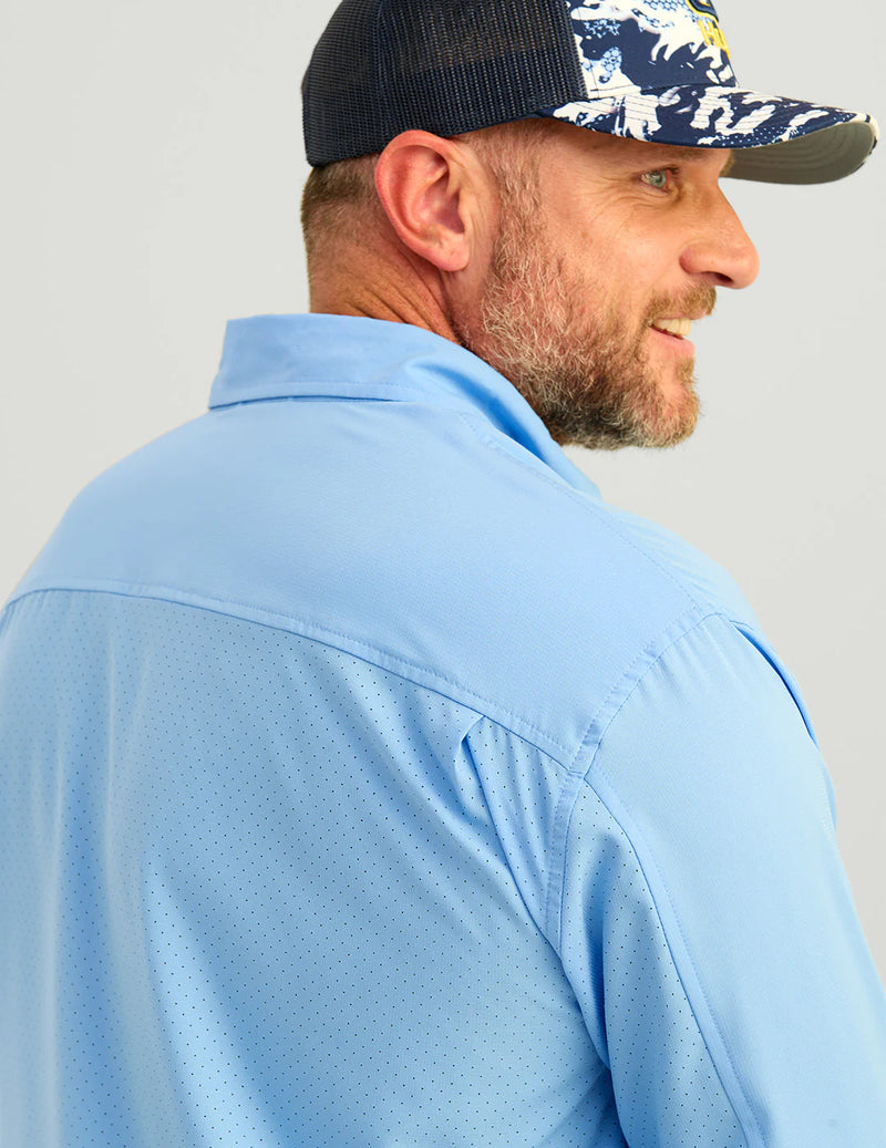 Huk Tide Point Long Sleeve Sport Shirt - Marolina Blue