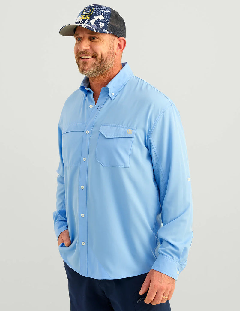 Huk Tide Point Long Sleeve Sport Shirt - Marolina Blue