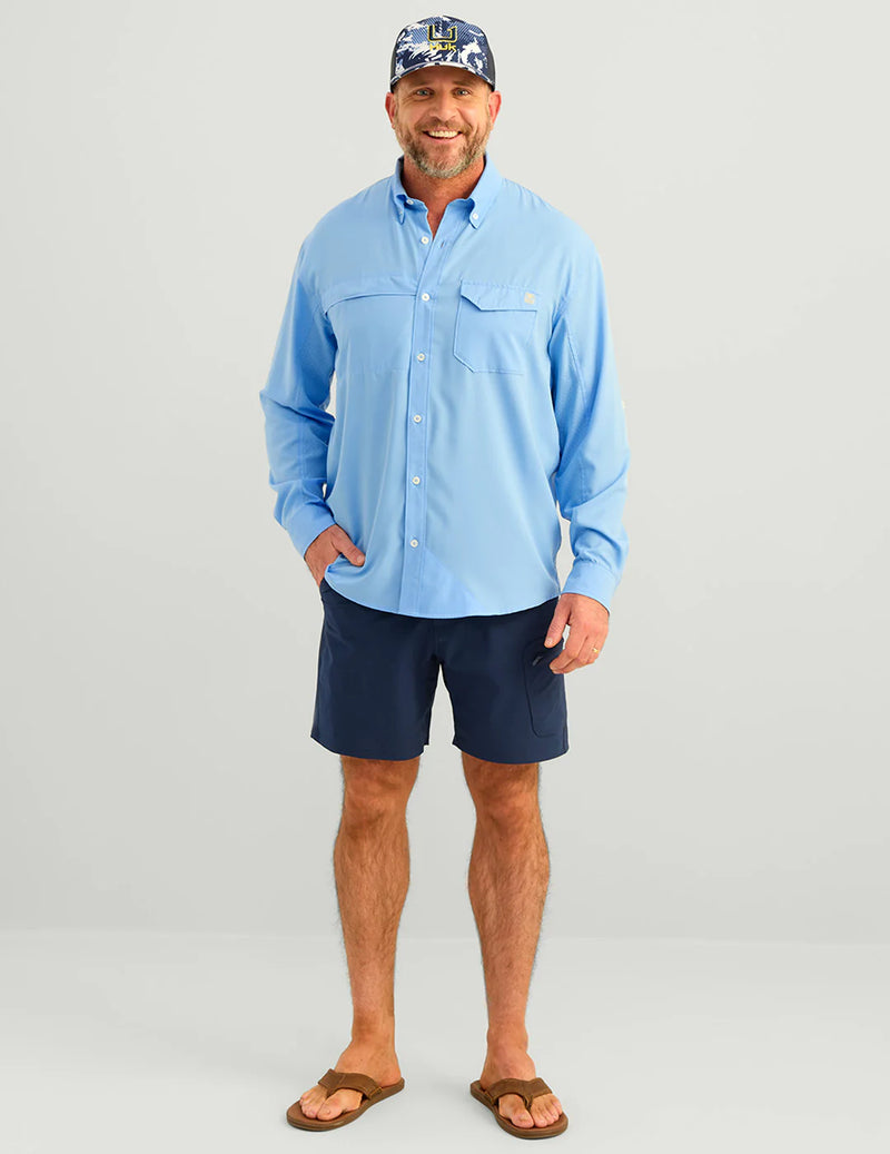 Huk Tide Point Long Sleeve Sport Shirt - Marolina Blue