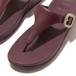 FitFlop Lulu Crystal-Buckle Leather Toe-Post Sandals - Mauve Wine