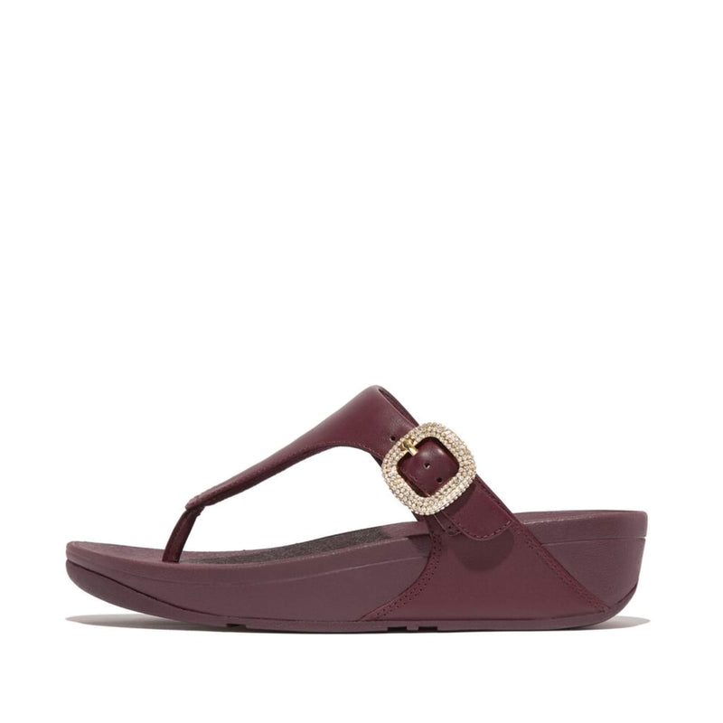 FitFlop Lulu Crystal-Buckle Leather Toe-Post Sandals - Mauve Wine