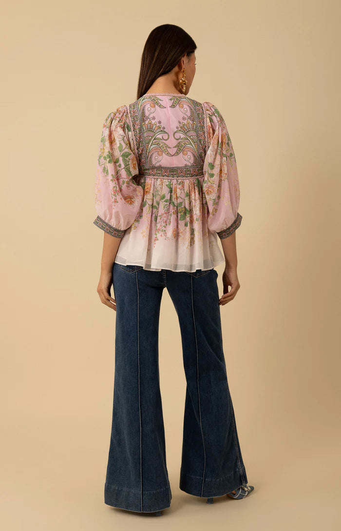 Hale Bob Skyler Long Sleeve Top - Pink - FINAL SALE