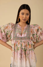 Hale Bob Skyler Long Sleeve Top - Pink - FINAL SALE