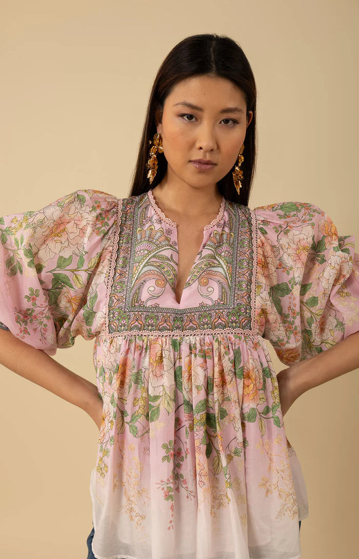 Hale Bob Skyler Long Sleeve Top - Pink - FINAL SALE
