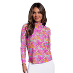 IBKUL Women's Allana Long Sleeve Mock Neck Top - Pink Multi