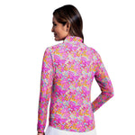 IBKUL Women's Allana Long Sleeve Mock Neck Top - Pink Multi